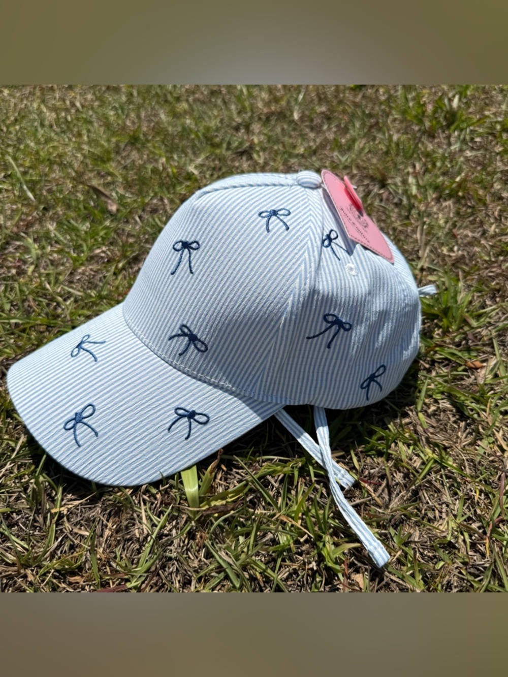 Juicy Couture Blue Stripe Bow Baseball Cap Coquette Hat New